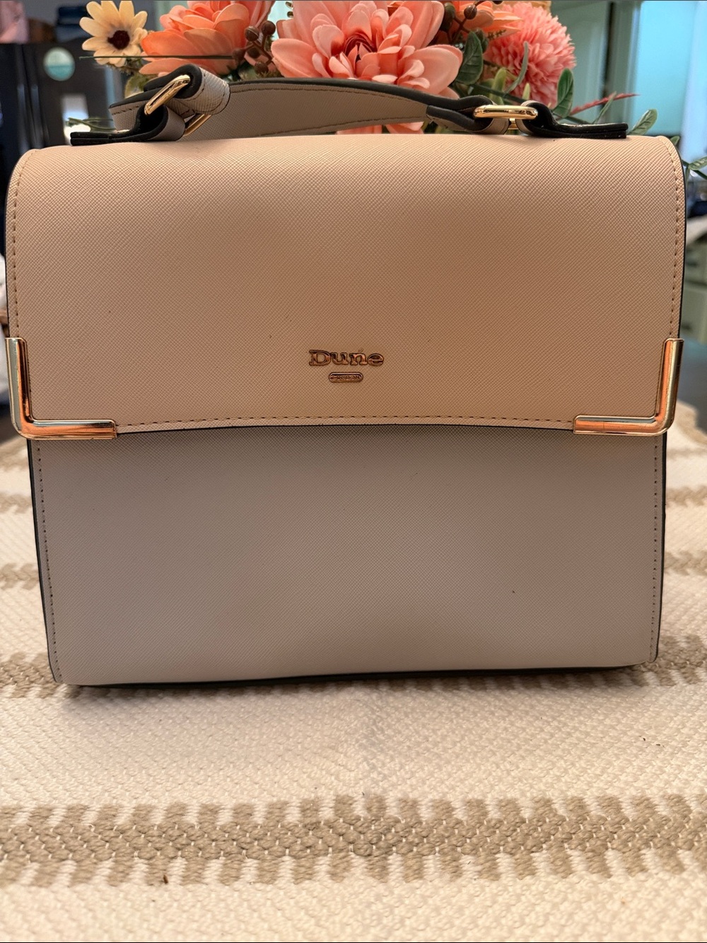 Dune London light pink and Light Gray Two-Tone Top-Handle Satchel